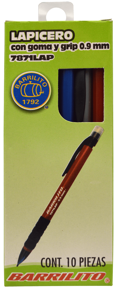 Imagen de BARRILITO LAPICERO GRIP C/GOMA .9MM C/10PZS (7871LAP)