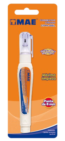 Imagen de MAE(156) CORRECTOR (CPM-8BL) TIPO PLUMA 8ML BLISTER C/1