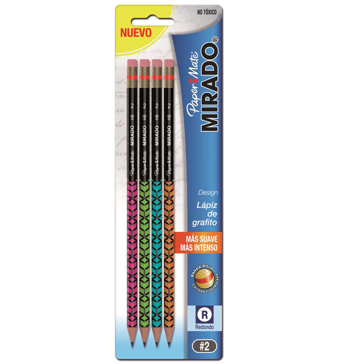 Imagen de PAPERMATE(36) LAPIZ MIRADO C/4 HEX/DESIGN/TRIANG +1 (1874543/M1010)