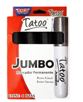 Imagen de BACO(10) MARCADOR TATOO JUMBO C/4 PZAS (MR203)
