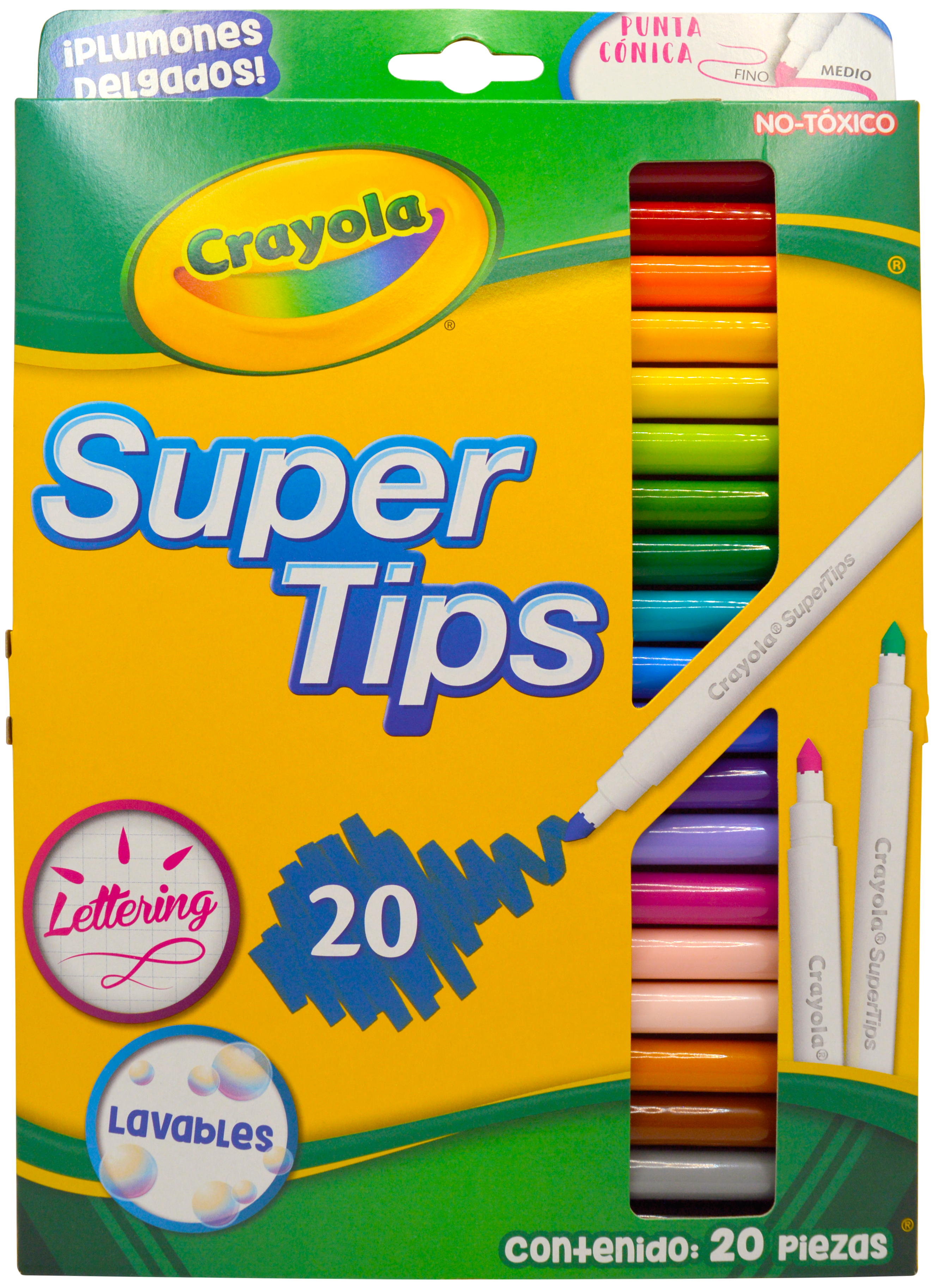 Imagen de CRAYOLA(1) PLUMONES C/20 SUPER TIPS + 4LAPICES (582068M000)