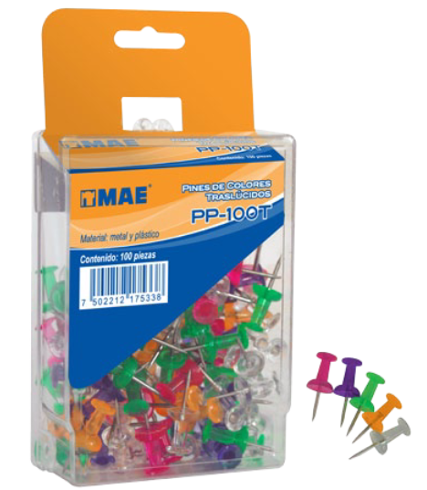 Imagen de MAE(12) PINES DE COLORES C/100  (PP-100T/PP100BT)